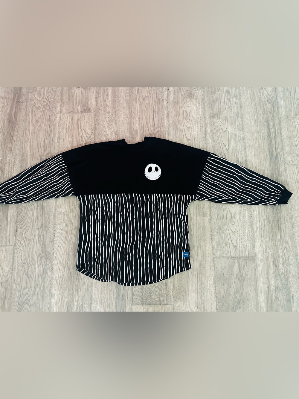 Disney Black & White Jack Skellington Striped Long-Sleeve Tee